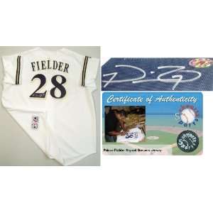 Prince Fielder Signed Brewers White Majestic Replica Jersey:  