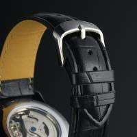 New Gent Black Band Self Wind Mechanical Skeleton Watch  