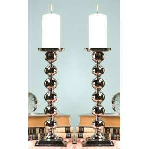   16 Silver Ball Pillar/Taper Candle Holder, Set of 2: Home & Kitchen