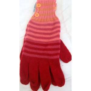  Joe Boxer, Separates, Red Maroon Poppy Striped Winter Women Gloves 