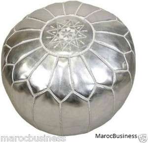MOROCCAN POUF OTTOMAN FOOTSTOOL   Silver  
