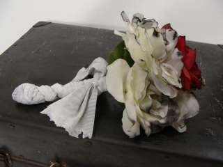 Red White Zombie Corpse Bride Wedding DEAD ROSE Goth FLOWER BOUQUET 