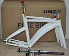   61 cm with seatpost white no logo fixed gear fixie track frame and