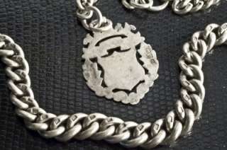 AN ANTIQUE 1903 HM STERLING SILVER ALBERT WATCH CHAIN & MEDAL  