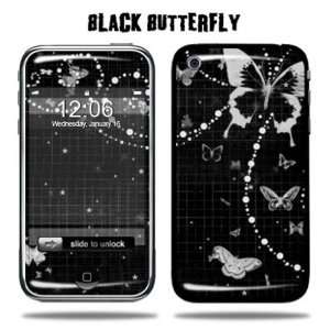   Decal Sticker for Apple iPhone 3G/3GS 8GB 16GB 32GB   Black Butterfly