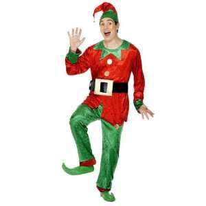 Lets Party By Smiffys USA Deluxe Elf Adult Costume / Red   Size Large