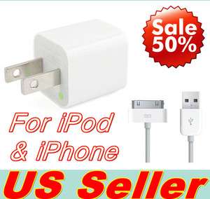 NEW Data Cable + Wall Charger for Apple IPOD Touch iPhone 4 3G 3GS 
