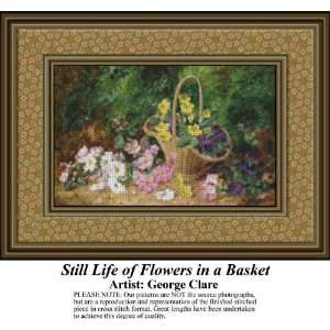 : Still Life of Flowers in a Basket Cross Stitch Pattern PDF Download 