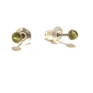   Earrings 03 Stud Green Orb Sphere Round Gemstone Crystal 2mm Jewelry