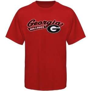  Georgia Bulldogs Red Logo Script T shirt Sports 