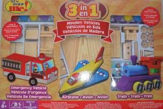   So Me 3 iN 1 Wooden Vehicles Craft Kit Plain Train Fire Truck  