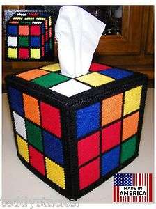 Rubiks Rubiks Rubix Rub Cube Tissue Box Cover Hand Made Seen on Big 
