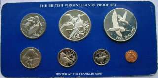 British Virgin 1982 Proof Set of 7 Coins,With 2 Silver  