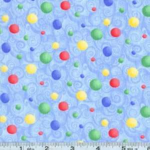  45 Wide A Wing and a Prayer Ball Dots Blue Fabric By The 
