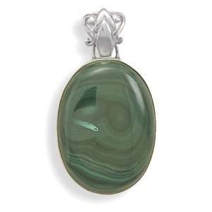   Pendant With Fancy Bale Malachite Measures 38mmx28mm Charm Jewelry