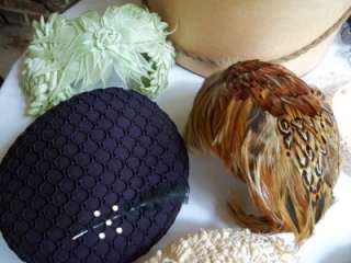 Lot 9 Womens Vintage Hats Pill Box, Feather, Lace, Robin Hood + Hat 