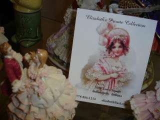 BUSINESS CARDS*VICTORIAN GIRL IN PINK PLUMED BONNET  
