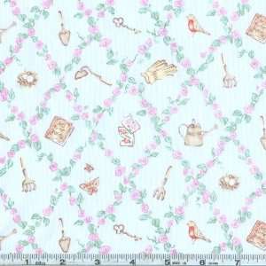  45 Wide Melissas Magic Garden Tools White/Pink Fabric 