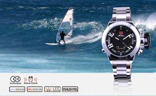 Genuine SHARK LED Quartz 45MM Mens Sports Watch   Date Day Alarm Water 