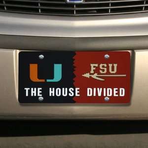  Miami/FSU House Divided Mirrored License Plate Automotive