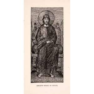  1896 Wood Engraving Ancient Mosaic Christ Rome Italy Religion 