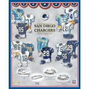  San Diego Chargers 11 x 14 Uniform History Plaque Sports 