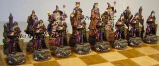 Medieval Times King Arthur Chess Set 17 BURLWOOD BOARD  