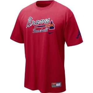  Atlanta Braves MLB Practice T Shirt (Red): Sports 
