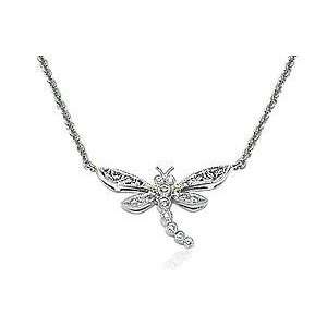  Ladies Pave Diamond Dragonfly on Cable Chain .16cttw 