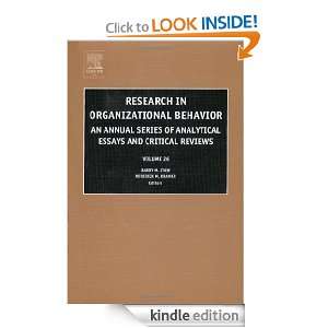 Research in Organizational Behavior, Volume 26 An Annual Series of 