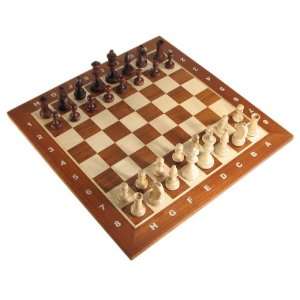   Mahogany/Beech Chess Set with Algebraic Notation and Box Toys & Games