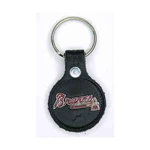   Small Leather & Pewter MLB Key Ring   Atlanta Braves