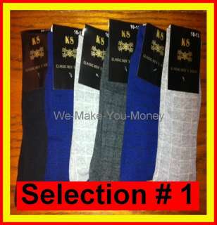 SELECT YOUR Patterns and Colors Lot 6 Pairs Mens Dress Socks Plain 