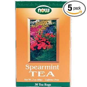 NOW Foods Spearmint Tea, 30 Count 2 Ounce Boxes (Pack of 5)  