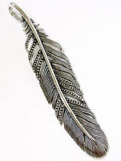 LARGE BIRD FEATHER WING STERLING SILVER MENS PENDANT  