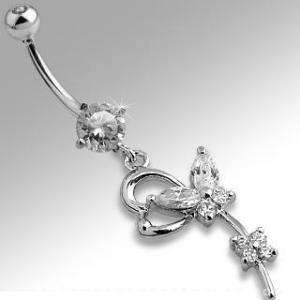 14K WHITE GOLD BELLY NAVEL RING Body Jewelry *BUTTERFLY  