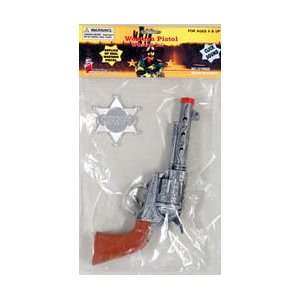    Antique Look 9in Silver Cowboy Gun & Badge Set Toys & Games