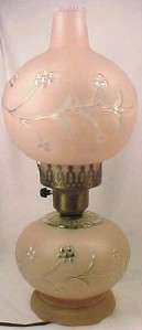 Nice Vintage PINK FROSTED GLASS HURRICANE LAMP Bedroom  