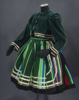  Folk Costume from Lowicz ethnic dress apron blouse wool POLAND  