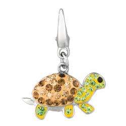 Sterling Silver Crystal Turtle Charm  