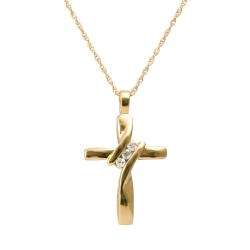 10k Yellow Gold Diamond Accent Cross Necklace  Overstock