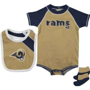  St. Louis Rams Infant Creeper, Bib, and Bootie Set Sports 