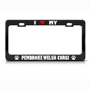 Pembroke Welsh Corgi Paw Love Heart Pet Dog Metal license plate frame 