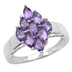   Silver Marquise cut Amethyst Diamond shaped Ring  Overstock