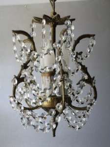 ANTIQUE BRONZE BRASS FRENCH CHIC X PETITE CRYSTAL CHANDELIER HALL LAMP 