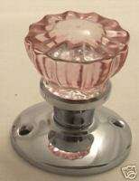   Crystal Glass & Brushed Nickel FRENCH DOOR Surface Mount Dummy Knobs