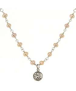 Silver Pink Pearl Girls Guardian Angel Necklace  Overstock