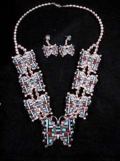   & Esther Cellicion Zuni Butterfly Squash Necklace & Earrings  