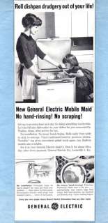 1959 GENERAL ELECTRIC MOBILE MAID DISHWASHER AD  