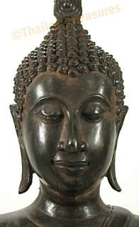 Antique HUGE THAI BRONZE BUDDHA Statue ZEN ASIAN ART  